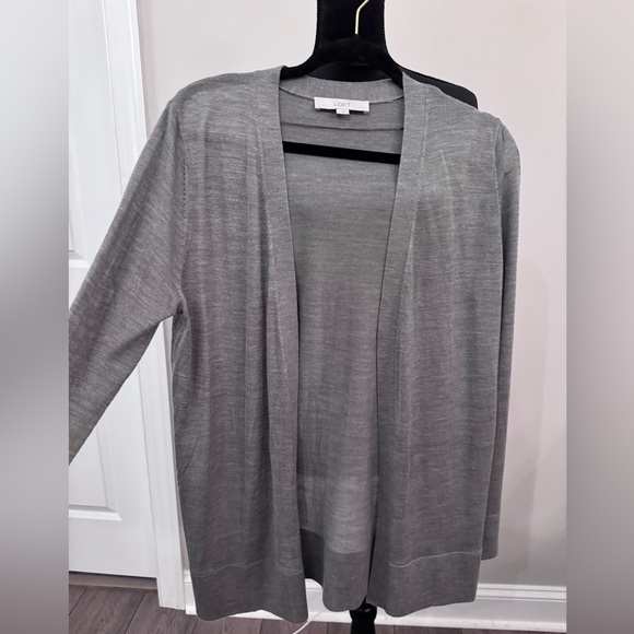 LOFT Heather Gray Open Cardigan - Picture 4 of 5